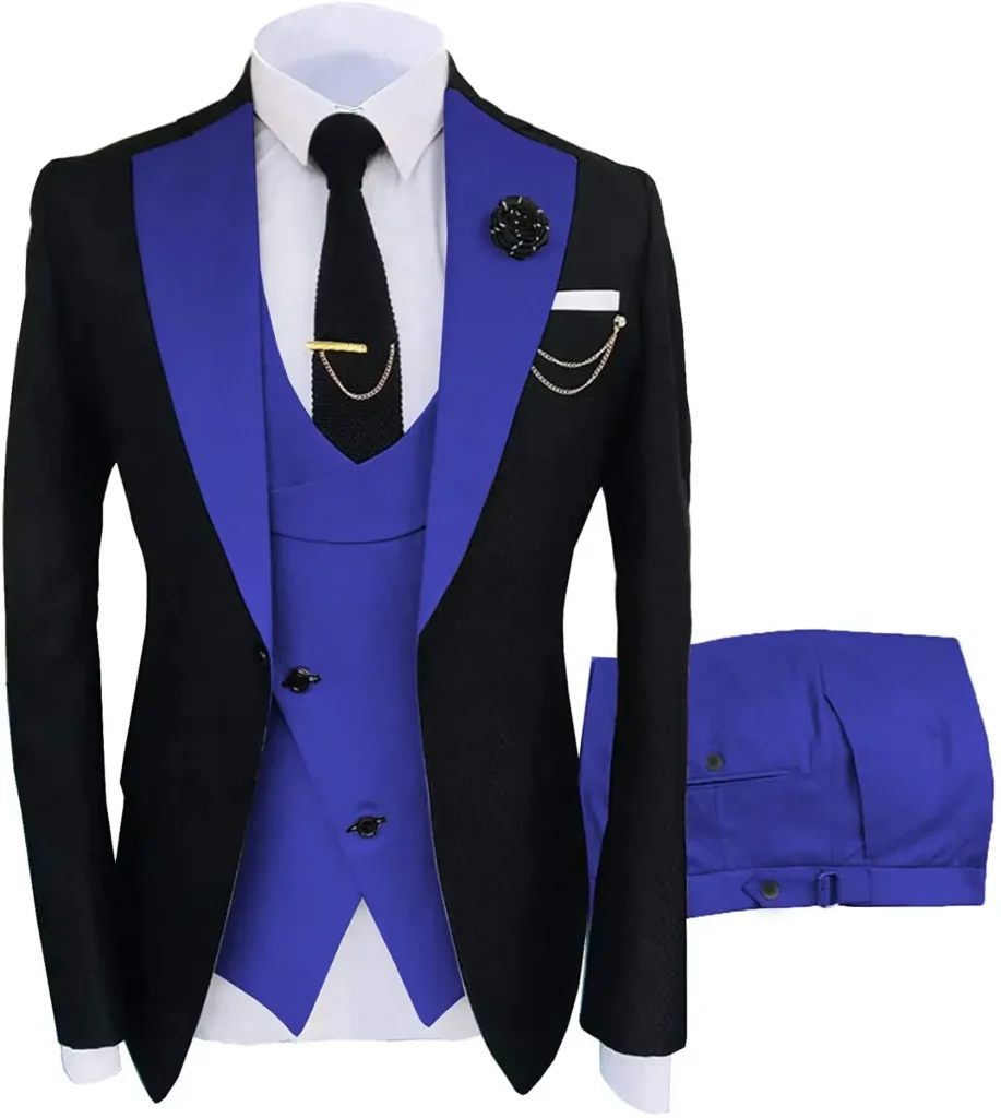 Color: Yellow, Size: XS – Mens Suit 3 Pieces Formal Fashion Solid Flat Color Tuxedos Jacket Wedding Groom Navy Burgundy(Blazer+Vest+Pants)
