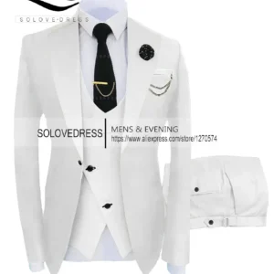 Color: Red, Size: XL - ( Jacket + Vest + Pants )Suits for Mens 2024 Casual Business Suit High-end Social Formal Suit 3 Pcs Set Groom Wedding Men