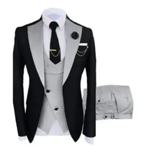 Color: PURPLE, Size: XXL - Men Suits 3 Pieces Tailored Best Man Groom Wedding Tuxedo Slim Fit Jacquard Two-color Blazer Jacket  Vest Pants Tuxedo Clothing