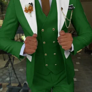 Color: Gold, Size: XXL - Gwenhwyfar Mint Green Groom Male Wedding Prom Suit Slim Fit Tuxedo Mens Formal Business Work Wear Suits 3Pcs (Jacket+Pants+Vest)