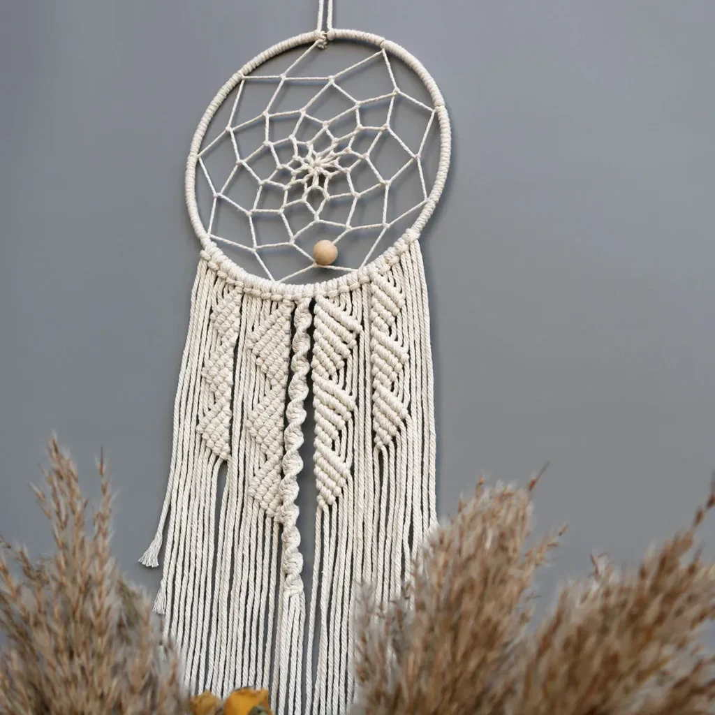 Color: Light Grey – Dream Catchers Boho Home Decor Macrame Handmade Wall Hangings Ramadan Baby Bedroom Nordic Room Kids Nursery Ornament Gift