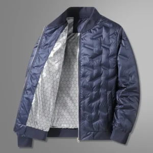Color: SKY BLUE, Size: L - Winter Men's Down Jacket Business Casual Stand Collar Windbreaker White Duck Down Padded Lightweight Puffer Coat Big Size 8XL