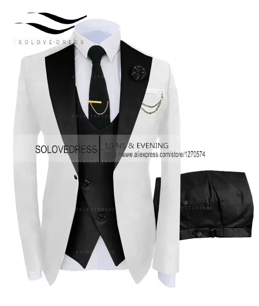 Color: Burgundy, Size: One Size – ( Jacket + Vest + Pants )Suits for Mens 2024 Casual Business Suit High-end Social Formal Suit 3 Pcs Set Groom Wedding Men