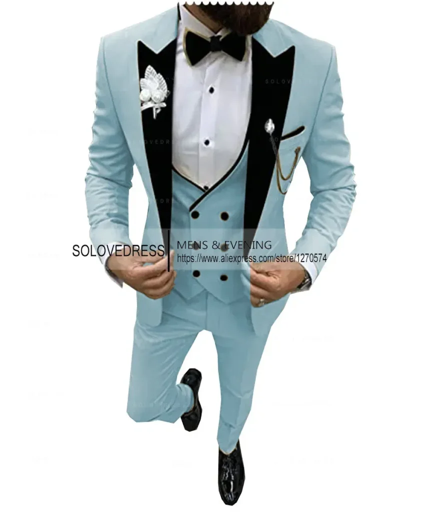 Color: WHITE, Size: XS – Suits for Mens 2024 Casual Business Suit High-end Social Formal Suit 3 Pcs Set Groom Wedding Men( Jacket + Vest + Pants )