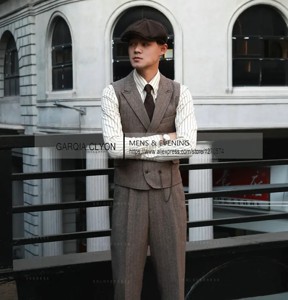 Color: black, Size: M – Tweed Herringbone 3 Pieces Herringbone Men’s Business Suits Single Breasted Slim Fit Groom  Formal Suits?&euro;Blazer+vest+Pants?&permil;