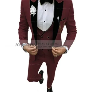 Color: Gold, Size: XXS - Suits for Mens 2024 Casual Business Suit High-end Social Formal Suit 3 Pcs Set Groom Wedding Men( Jacket + Vest + Pants )
