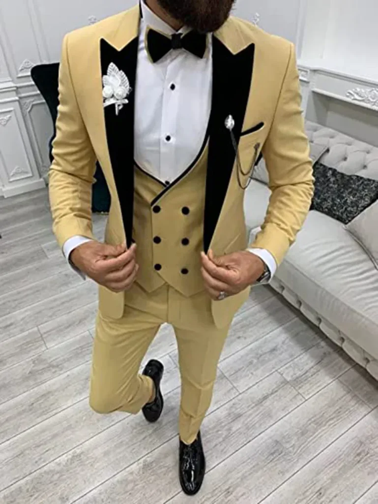 Color: WHITE, Size: XS – Suits for Mens 2024 Casual Business Suit High-end Social Formal Suit 3 Pcs Set Groom Wedding Men( Jacket + Vest + Pants )