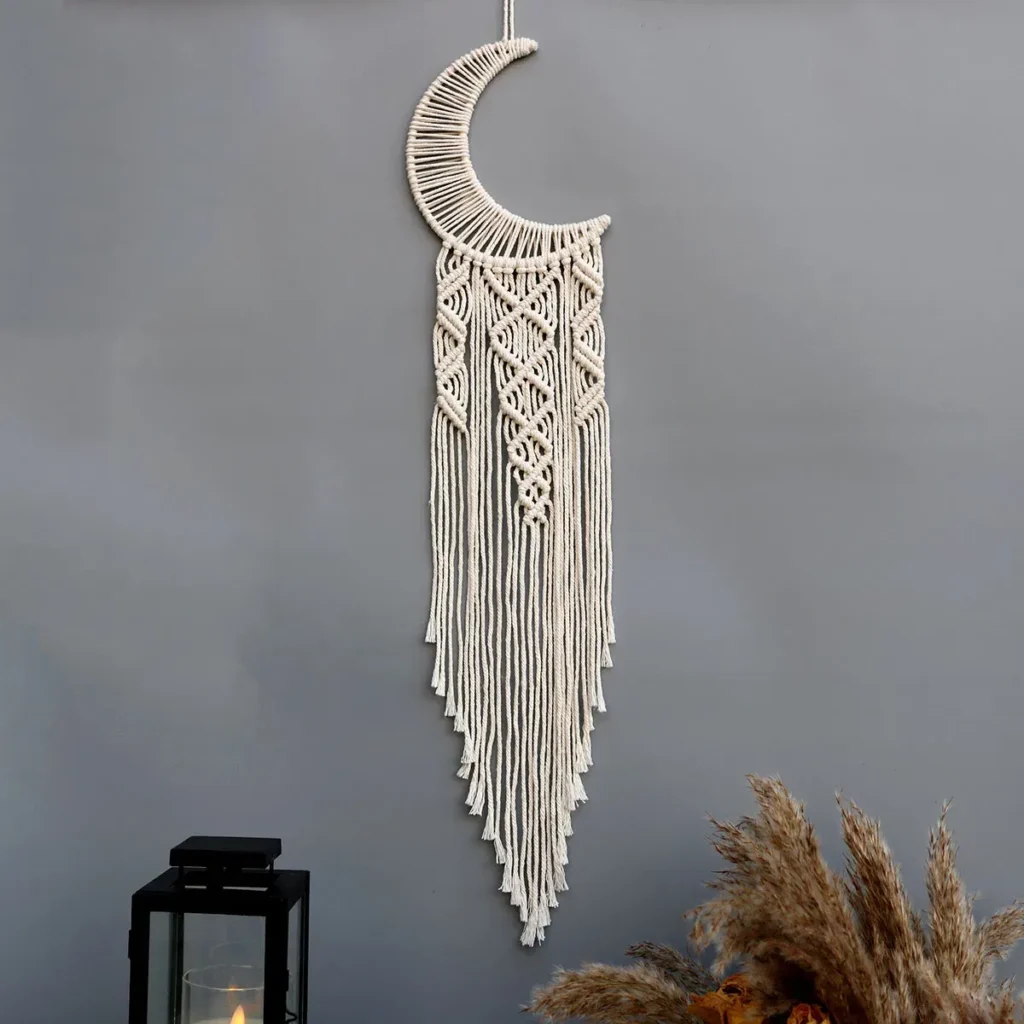 Color: Light Grey – Dream Catchers Boho Home Decor Macrame Handmade Wall Hangings Ramadan Baby Bedroom Nordic Room Kids Nursery Ornament Gift