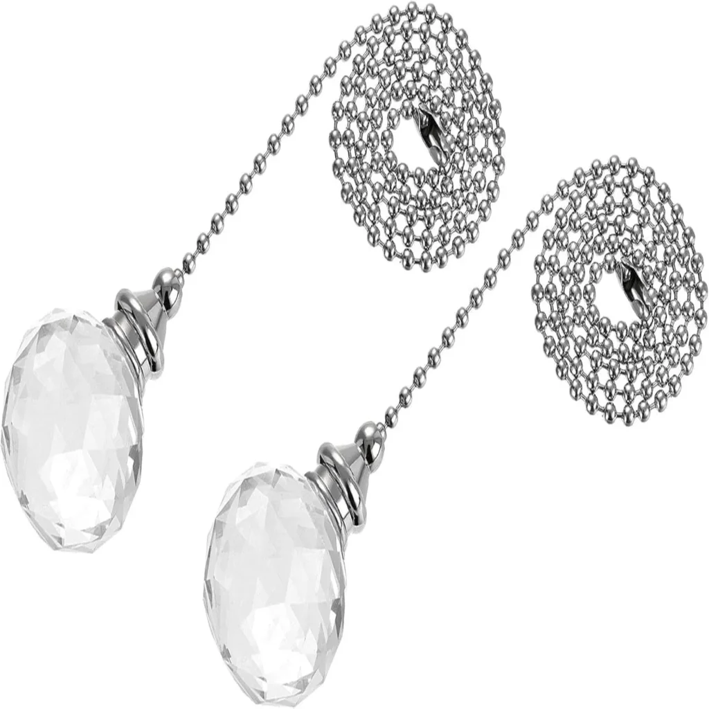 Color: green, Ships From: CHINA – Ceiling Fan Pull Chain, 20 Inch Nickel Finish Chain Ornament Extension, 30mm Red Crystal Ball Pendant 2Pcs