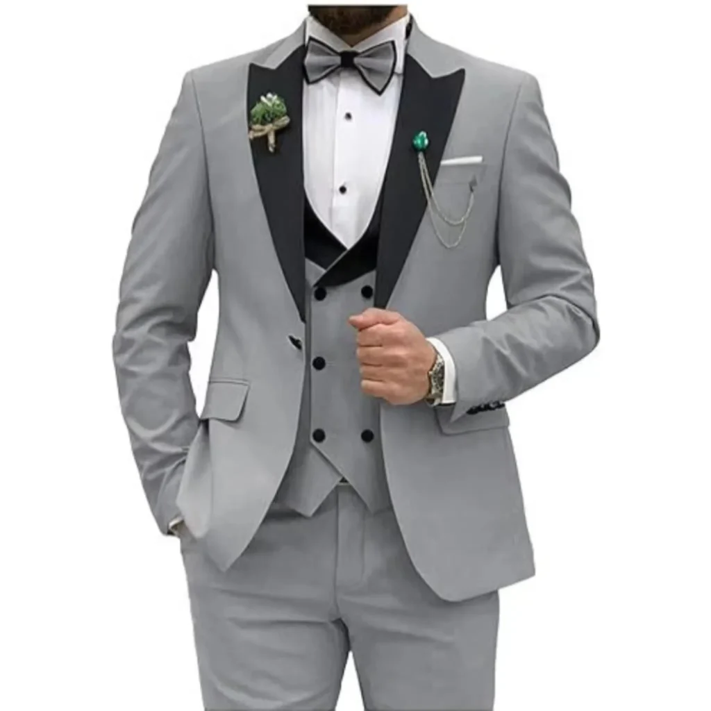 Color: Dark Grey, Size: XXL – Men Suit Colorful Luxury Blazer Vest And Pant Sets 3 Piece Birthday Dress Business  Prom Evening Party Costumes High Quality
