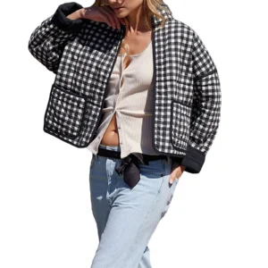 Color: green, Size: S - Combhasaki Women's Autumn Vintage Y2K Floral Print Quilted Cardigan Parka Coat Long Sleeve Stand Collar Loose Jacket with Pocket