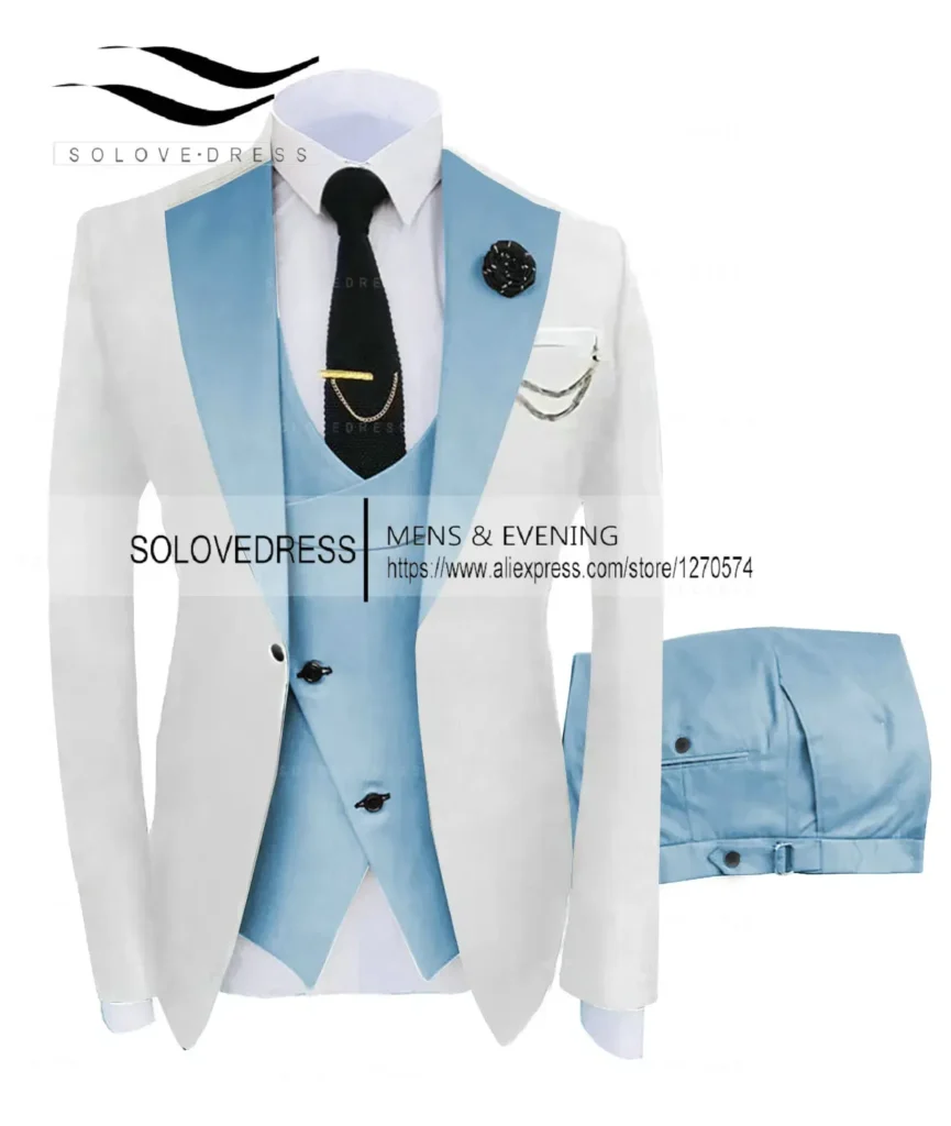 Color: green, Size: XXL – ( Jacket + Vest + Pants )Suits for Mens 2024 Casual Business Suit High-end Social Formal Suit 3 Pcs Set Groom Wedding Men