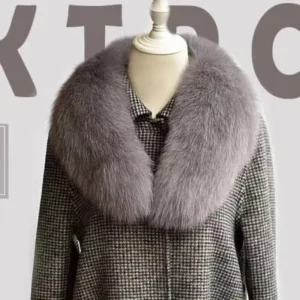 Color: Ivory, Size: M - Winter Real Fox Fur Collar Woman Furry Natural Raccoon Fur Scarf Shawls Luxury Neck Warmer Wraps For Coat Fur Scarves Large Size