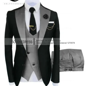 Color: Champagne, Size: XS - ( Jacket + Vest + Pants )Suits for Mens 2024 Casual Business Suit High-end Social Formal Suit 3 Pcs Set Groom Wedding Men