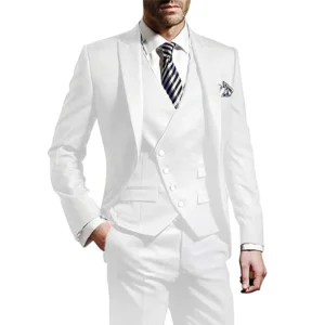 Color: Yellow, Size: 6XL, Ships From: CHINA - White Men Wedding Suits Groom Wear Peak Lapel Wedding Groom Tuxedos Business Party Suit 3 Pieces (Jacket+Vest+Pant?&permil;Costume Homme