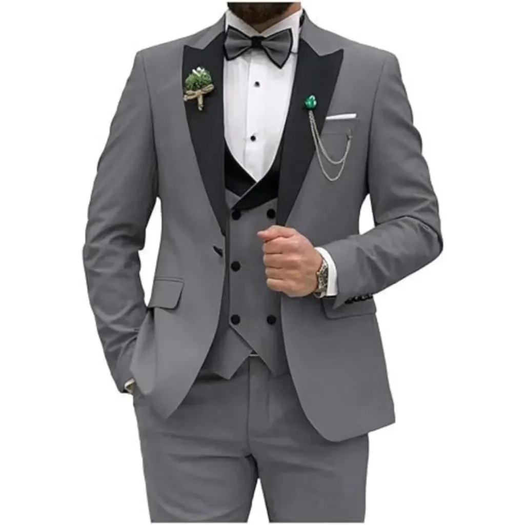 Color: Dark Grey, Size: XXL – Men Suit Colorful Luxury Blazer Vest And Pant Sets 3 Piece Birthday Dress Business  Prom Evening Party Costumes High Quality
