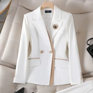 Color: White Suit, Size: XXXL - Niche Temperament White Collar For Business Enterprises Suit Women