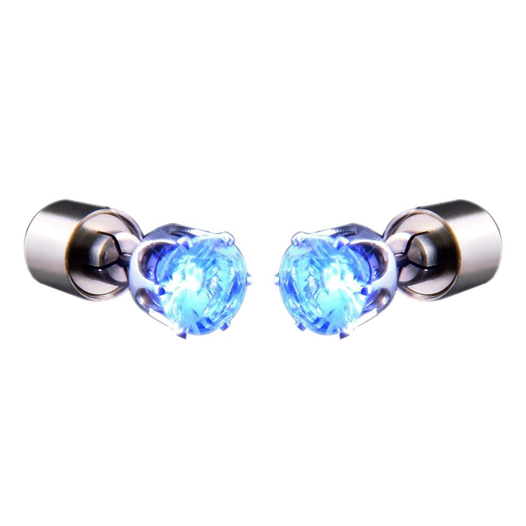 LED Faux Diamond Pierced Earrings Blue