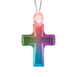 Expression of Faith Acrylic Cross Pendant Necklace with Multicolor LEDs