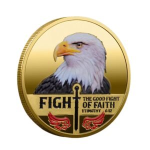 Fight the Good Fight of Faith 1 Timothy 6:12 Christian Gold Plated Coin
