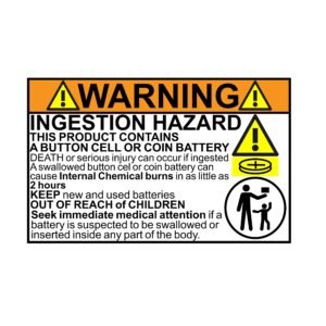 Reece's Law Compliant Button Battery Warning Stickers 1 Sheet of 32