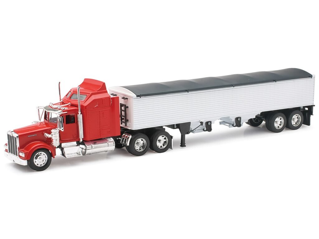 Kenworth W900 Grain Truck Red and White “Long Haul Truckers” Series 1/32 Diecast Model by New Ray