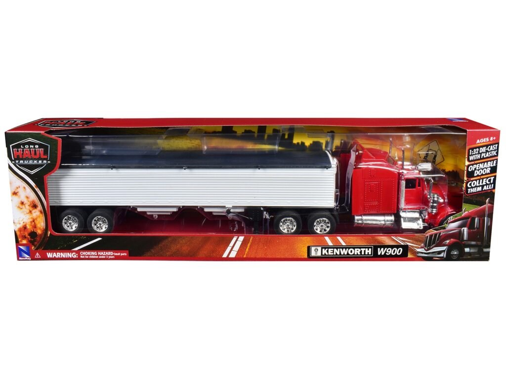 Kenworth W900 Grain Truck Red and White “Long Haul Truckers” Series 1/32 Diecast Model by New Ray