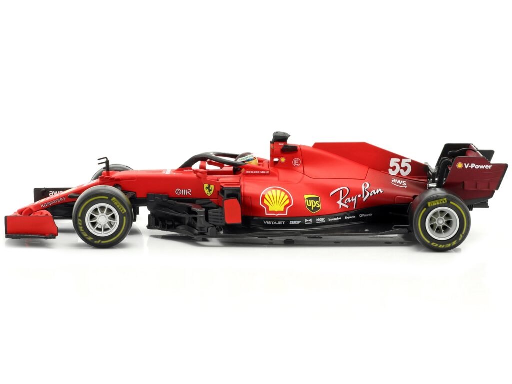 Ferrari SF21 #55 Carlos Sainz Formula One F1 Car “Ferrari Racing” Series 1/18 Diecast Model Car by Bburago