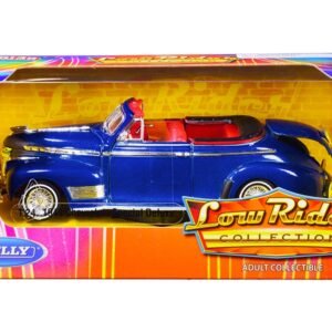 1941 Chevrolet Special Deluxe Convertible Candy Blue Metallic with Red Interior "Low Rider Collection" 1/24 Diecast Model Car by Welly