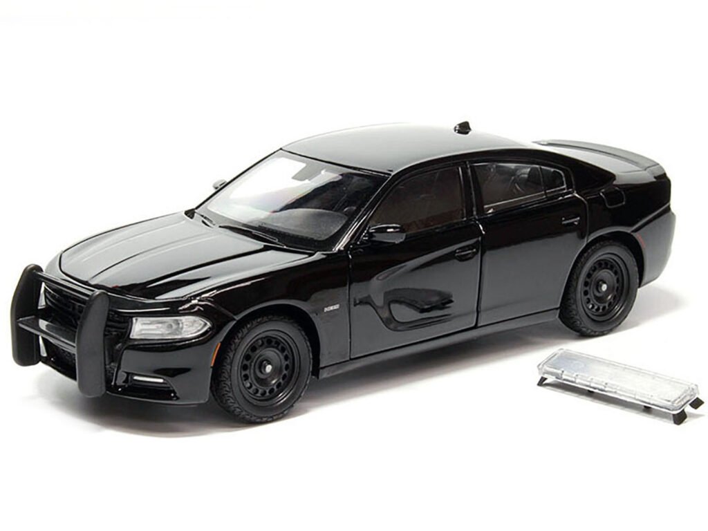 2016 Dodge Charger Pursuit Police Interceptor Black Unmarked “Police Pursuit” Series 1/24 Diecast Model Car by Welly