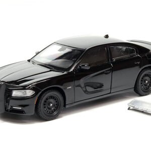 2016 Dodge Charger Pursuit Police Interceptor Black Unmarked "Police Pursuit" Series 1/24 Diecast Model Car by Welly