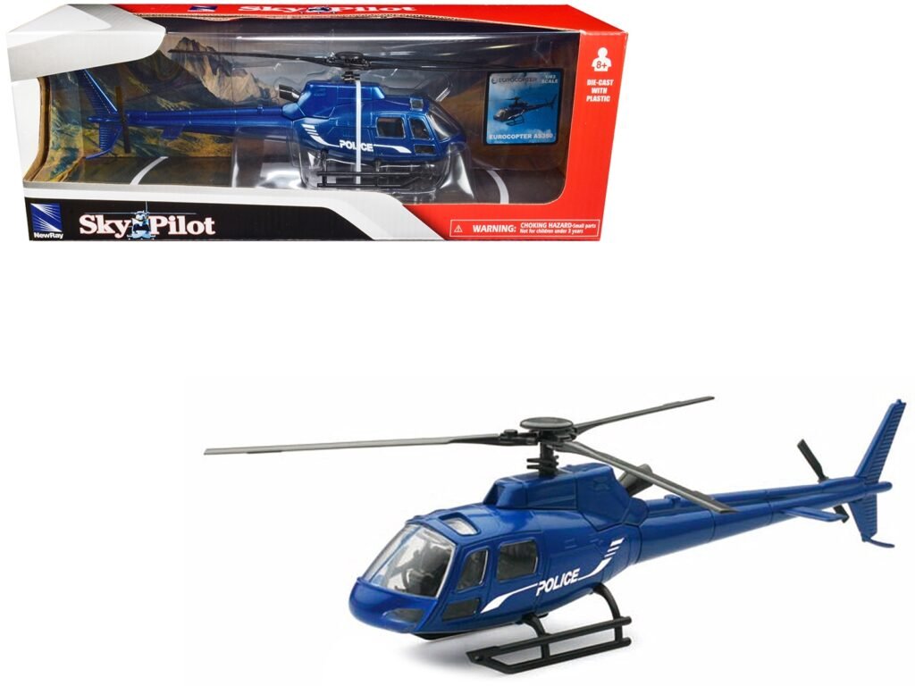 Eurocopter AS350 Helicopter Blue Metallic “Police” “Sky Pilot” Series 1/43 Diecast Model by New Ray