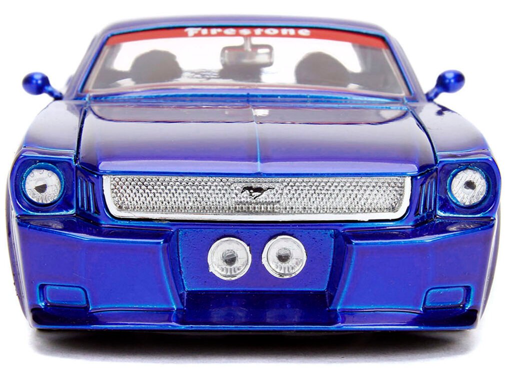 1965 Ford Mustang #5 “L. John’s Racing” Candy Blue with Flame Graphics “Bigtime Muscle” Series 1/24 Diecast Model Car by Jada