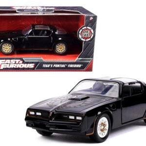Tego's Pontiac Firebird Black with Gold Stripes and Hood Bird "Fast & Furious" Series 1/32 Diecast Model Car by Jada