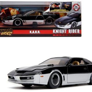 K.A.R.R. Black and Silver with Light "Knight Rider" (1982) TV Series "Hollywood Rides" Series 1/24 Diecast Model Car by Jada
