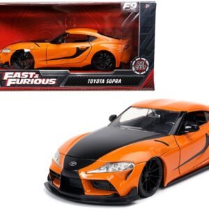 Toyota Supra Orange with Black Stripes "Fast & Furious 9 F9" (2021) Movie 1/24 Diecast Model Car by Jada