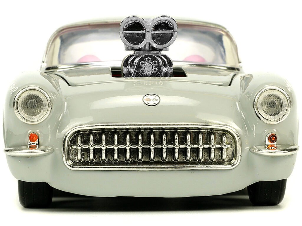 1957 Chevrolet Corvette Beige with Pink Interior with Bugs Bunny Figure “Looney Tunes” “Hollywood Rides” Series 1/24 Diecast Model Car by Jada