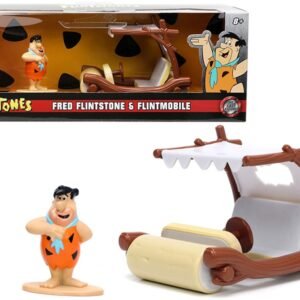 Flintmobile with Fred Flintstone Diecast Figurine "The Flintstones" "Hollywood Rides" Series 1/32 Diecast Model Car by Jada