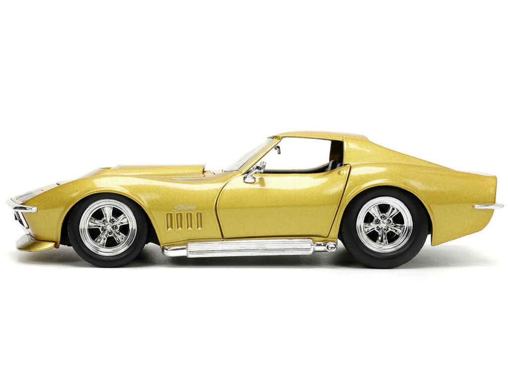 1969 Chevrolet Corvette Stingray ZL-1 Gold Metallic with Black Stripe “Bigtime Muscle” Series 1/24 Diecast Model Car by Jada