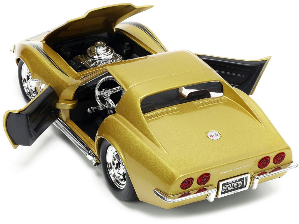 1969 Chevrolet Corvette Stingray ZL-1 Gold Metallic with Black Stripe “Bigtime Muscle” Series 1/24 Diecast Model Car by Jada
