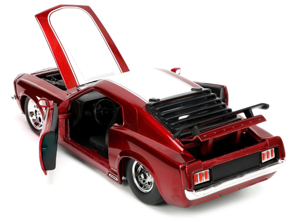 1970 Ford Mustang Boss 429 Candy Red with White Stripes “Super Boss” “Bigtime Muscle” Series 1/24 Diecast Model Car by Jada