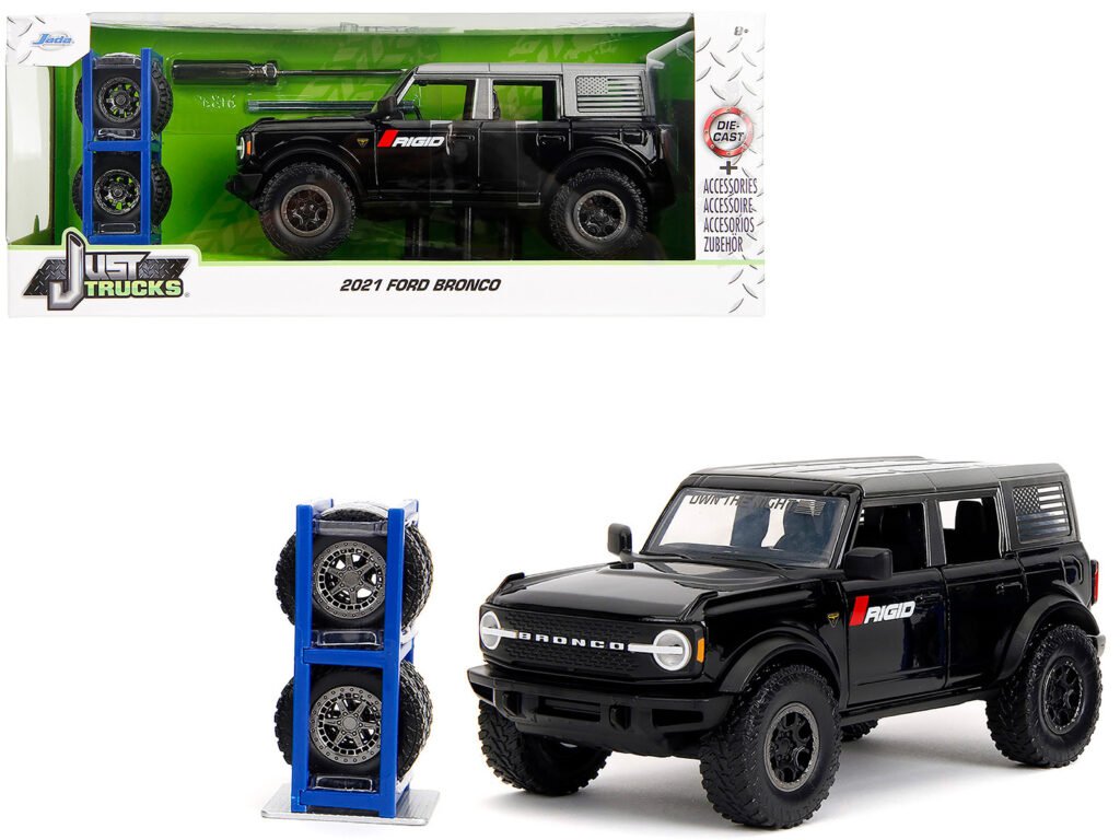 2021 Ford Bronco Badlands Black “Rigid” with Extra Wheels “Just Trucks” Series 1/24 Diecast Model Car by Jada