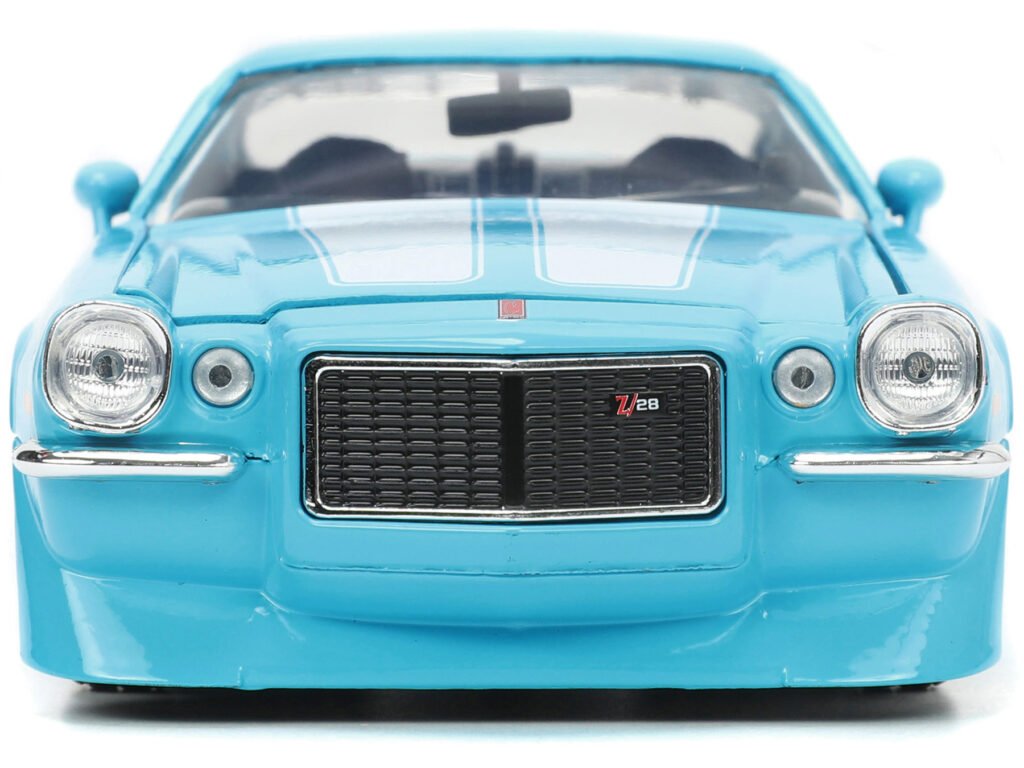 1971 Chevrolet Camaro Z/28 Light Blue with White Stripes “Bigtime Muscle” Series 1/24 Diecast Model Car by Jada