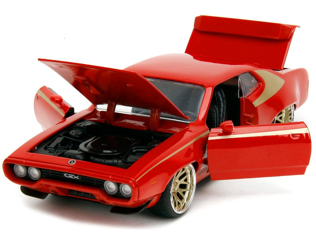 1972 Plymouth GTX Red with Gold Graphics “Bigtime Muscle” Series 1/24 Diecast Model Car by Jada