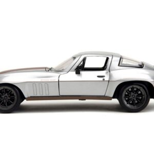1966 Chevrolet Corvette Silver Metallic with Bronze Stripes "Bigtime Muscle" Series 1/24 Diecast Model Car by Jada