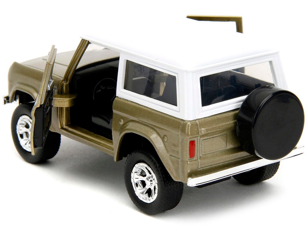 1973 Ford Bronco Gold Metallic with White Top and Groot Diecast Figure “Guardians of the Galaxy” “Marvel” Series 1/32 Diecast Model Car by Jada