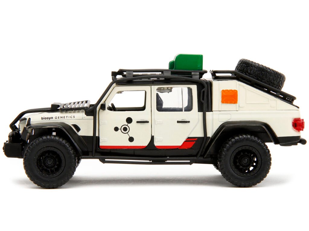 Jeep Gladiator Pickup Truck with Equipment Shell Beige with Graphics “Biosyn Genetics” “Jurassic World Dominion” (2022) Movie “Hollywood Rides” Series 1/32 Diecast Model Car by Jada