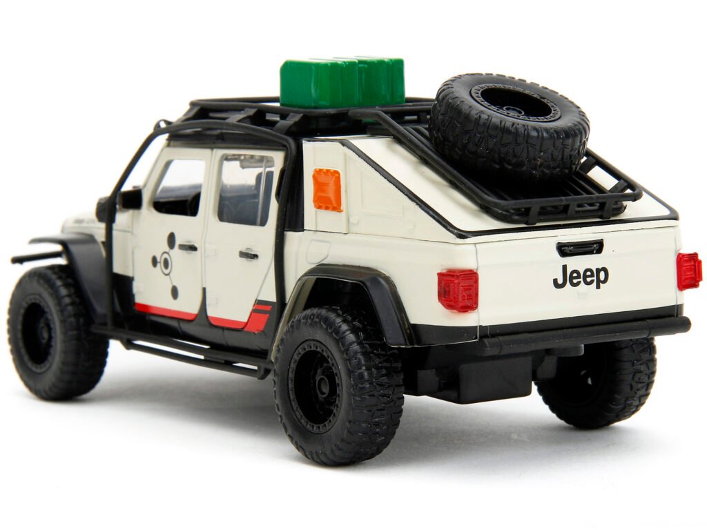 Jeep Gladiator Pickup Truck with Equipment Shell Beige with Graphics “Biosyn Genetics” “Jurassic World Dominion” (2022) Movie “Hollywood Rides” Series 1/32 Diecast Model Car by Jada