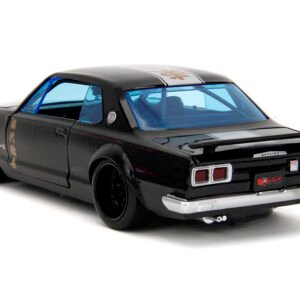 1971 Nissan Skyline GT-R RHD (Right Hand Drive) Black with Silver Stripe and Mikey Diecast Figure "Tokyo Revengers" (2021) TV Series "Anime Hollywood Rides" Series 1/24 Diecast Model Car by Jada