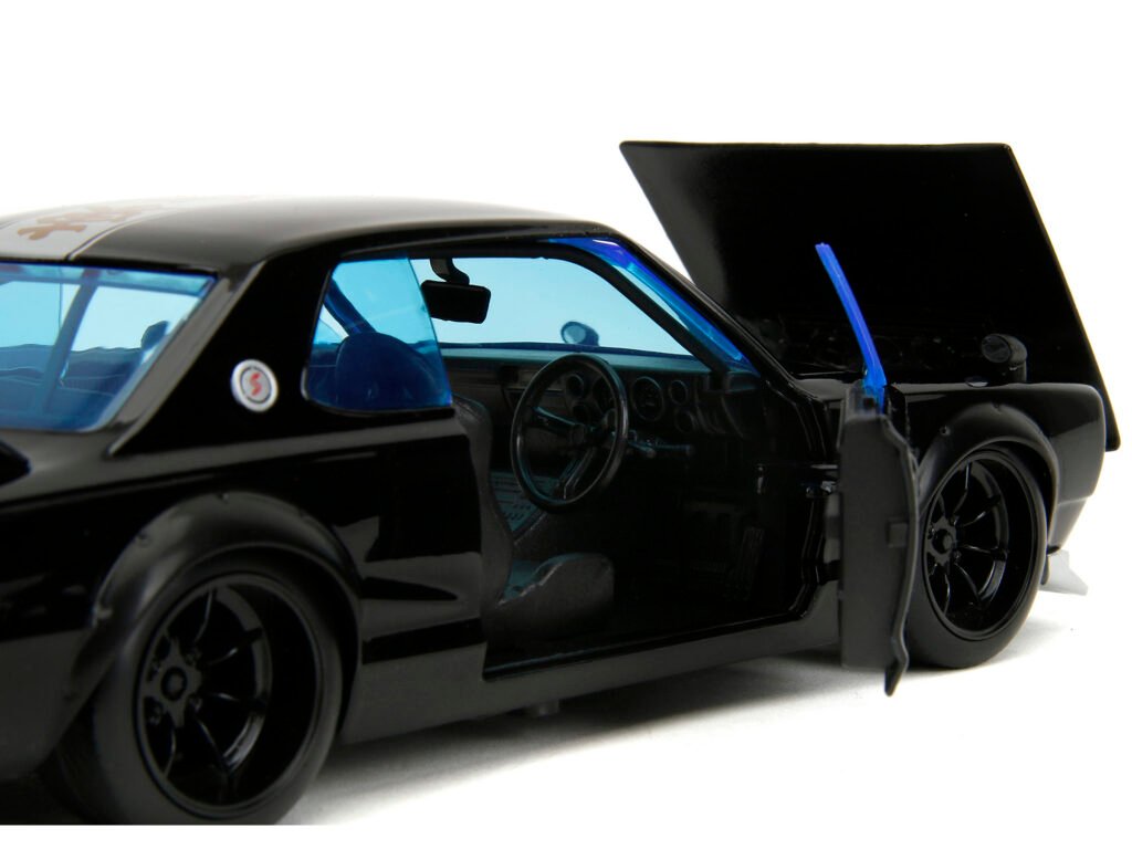 1971 Nissan Skyline GT-R RHD (Right Hand Drive) Black with Silver Stripe and Mikey Diecast Figure “Tokyo Revengers” (2021) TV Series “Anime Hollywood Rides” Series 1/24 Diecast Model Car by Jada